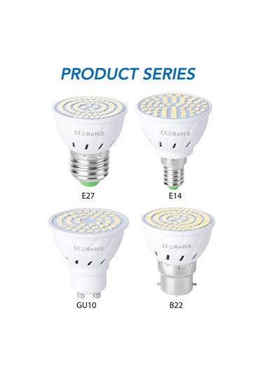 Xindoker 220v E27 Led Isık Kaynağı, 60 Led 2835 Smd, 180 Derece Açısı, 250lm Isı Beyaz 2800-3200k Spot Işık Lambası Çok Renkli