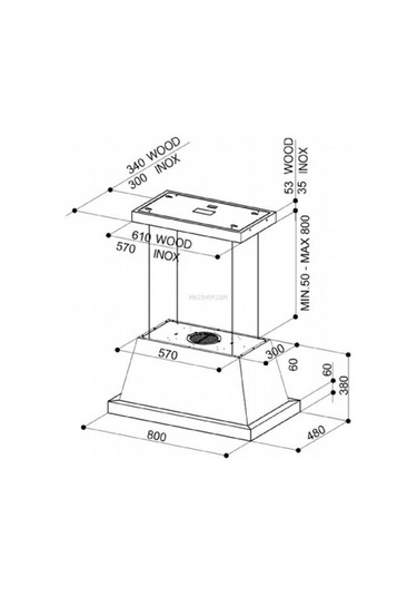 Faber Thea Isola EV8 DG Matt F80 SC Ada Tipi 80 CM Davlumbaz