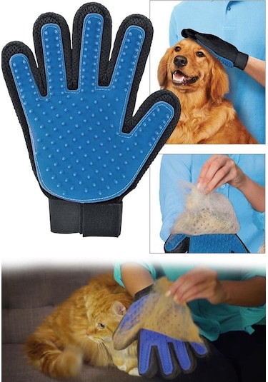 Glipet Kedi Köpek Tüy Toplama Eldiveni Mavi