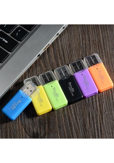Mavi Mini Taşınabilir Usb 2.0 Tf Mikro Sd Hafıza Kartı Okuyucu Pc Dizüstü Bilgisayar İçin