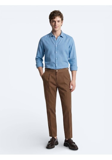Kip Mavi Regular Fit Dokuma Casual %100 Pamuk Gömlek