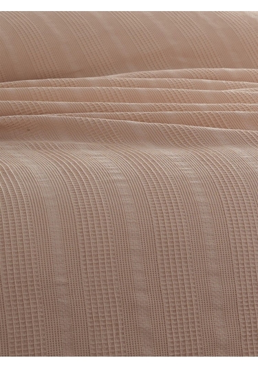 Tek Kişilik Waffle Pike 160x230cm, %100 Pamuk, Petek Tasarım, Bej Bej