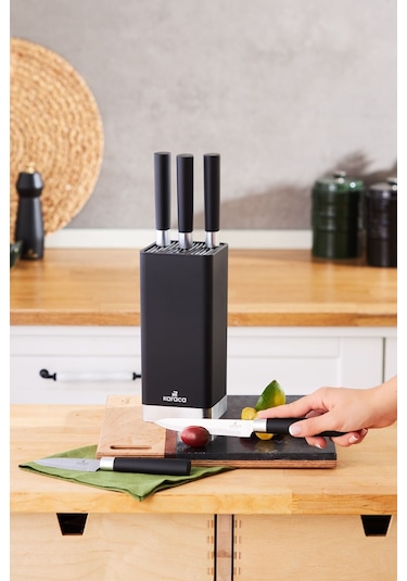 Karaca  Skycut 6 Parça Standlı Satırlı Bıçak Seti Siyah