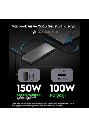 Cudy Cs700 Dual 4k 2xhdmı 2xdisplayport 2xusb-c 10gbps 4xusb-a 1xgigabit 100w Pd Dock İstasyonu