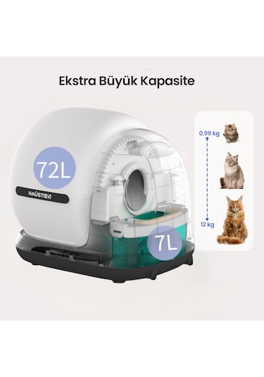 Haustier Cb002 Kameralı Akıllı Otomatik Kedi Tuvaleti Siyah