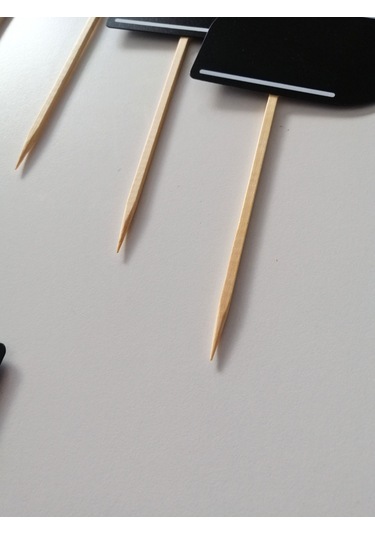 10 Adet Silinebilir Karatahta Dekoratif Siyah Etiket Saplama Çubuklu