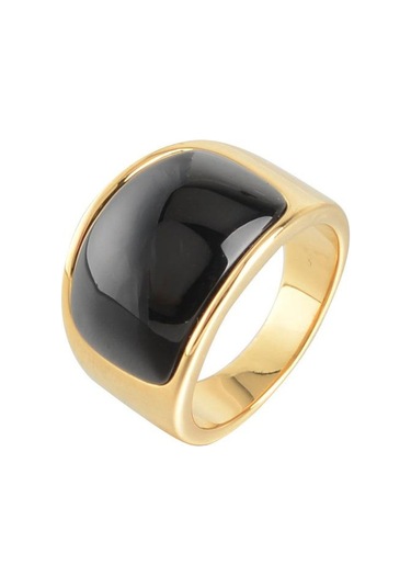 Siyah 2023 Oval Taş Yüzükler Erkekler Kadınlar İçin Altın Renk Paslanmaz Çelik Moda Alyans 9
