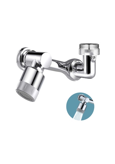 Dofolink Gümüş Renkli 3x360 Döner Kran Uzatıcı, Ev Ve Mutfakta Kullanıma Uygun, Şişme Su Modu, Dayanıklı Çelik + Abs Malzeme Gümüş