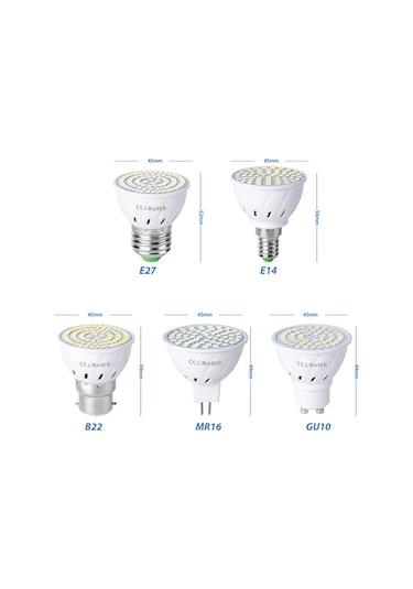 Beyaz 2 Adet Gu10 E27 E14 Spot Lamba 48 60 80 Leds Ampul 220 V Gu 10 Mr16 Gu5.3 Spot Işık B22 5 W 7 W 9 W E27 9w 80leds 2pcs