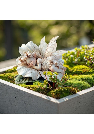 Beyaz Lotus Peri Bahçesi Kazığı Akrilik Çiçek Saksısı Dekorasyonu