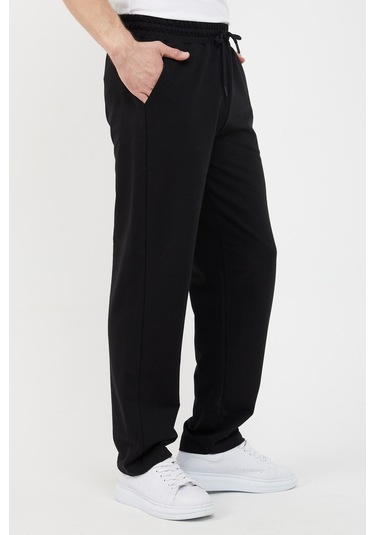 Erkek Düz Paça Rahat Kesim Eşofman Altı Siyah