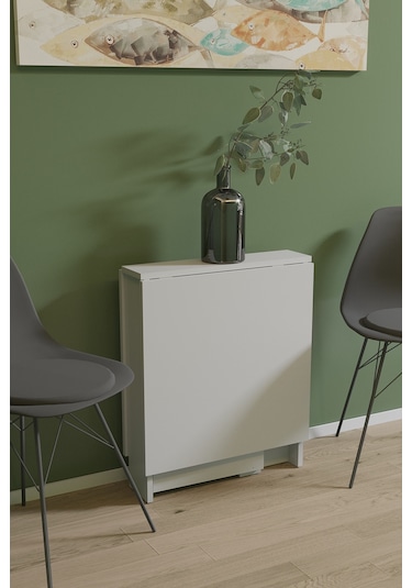 Roma Pratik Katlanır Masa Mutfak Masası Yemek Masası beyaz