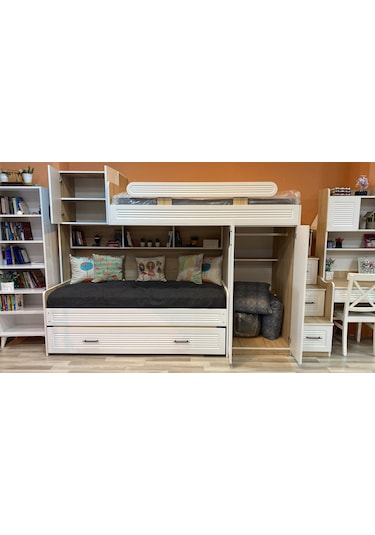 Viola Komple Mdf Membran Dolaplı Yavrulu Ranza 190 x 90
