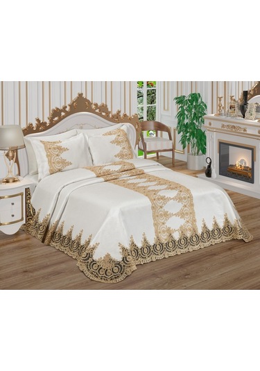 Finezza Lovina Polyester Pamuk Krem/Bej Pike Takımı Çift Kişilik Krem Bej