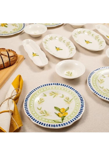 Fecra 14 Parça Casa Limone Kahvaltı Takımı Beyaz - Sarı