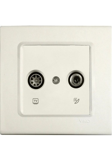 Viko Linnera Krem Tv-sat İkili Uydu Prizi Geçişli Çerçeveli
