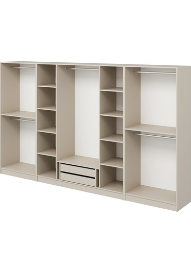 Kale Plus 8 Mebran Kapaklı 2 Çekmeceli Dolap Kumtaşı Mebran 210cm Bej