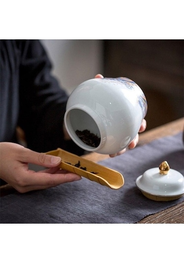 Pazly Seramik Emaye Çay Caddy, Büyük Çay Paketleme Kutusu, Mühürlü Şeker Kavanozu, Porselen Gıda Kabı, Model H Diğer