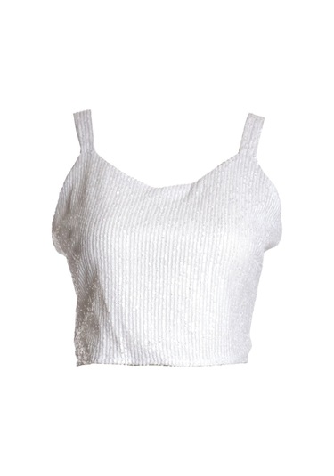 Ysatis Sırtı Açık Pullu Crop Bluz - Minimalist Tasarım - Parti Siyah