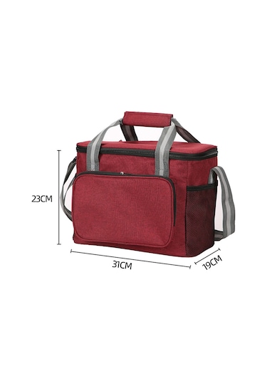 Cbtx 15l Taşınabilir Seyahat Öğle Yemeği Çantası Piknik Termal Yalıtımlı Soğutucu Tote Su Geçirmez Oxford Kumaş Omuz Çantası - Şarap Kırmızı