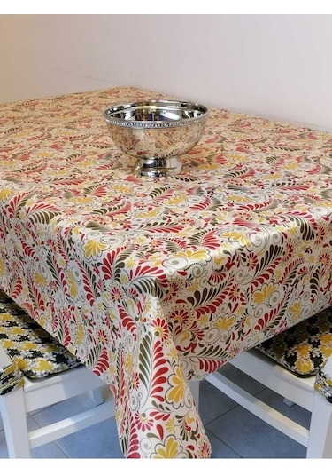 Kumaş Dokulu Tabanı Silikonlu Yıkanabilir Silinebilir Ütülenebilir Kaymaz Dekoratif Masa Örtüsü 21brs010 Renkli