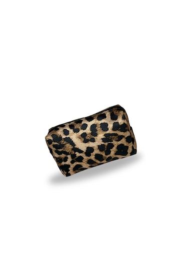 Leoper Sarı Desenli Kadın Makyaj Çantası Cüzdan El Çantası