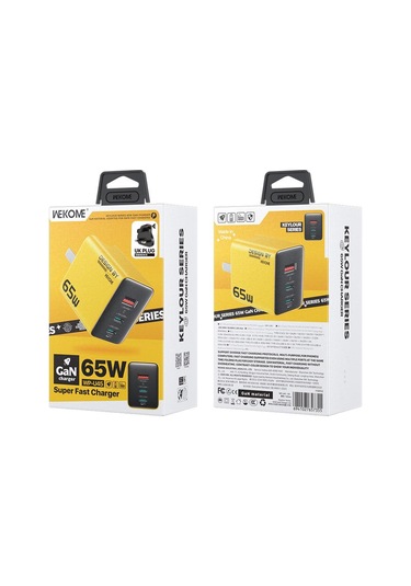 Wk Wp-u45 Keylour 65w Tip-cx2, Usb Gan Şarj Cihazı, Fiş: İngiltere Fiş Sarı Sarı