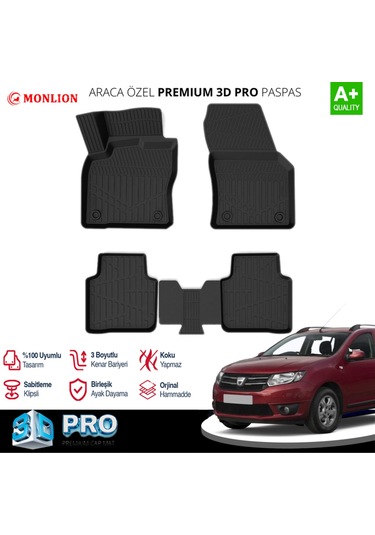 Paspasları, Dacia Logan Mcv 2004-2012 3d Lazer Ölçülü Kokusuz Kaymaz Önvearka