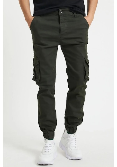 Erkek Kargo Jogger Pantolon Rahat Kesim Lastikli Paça Haki