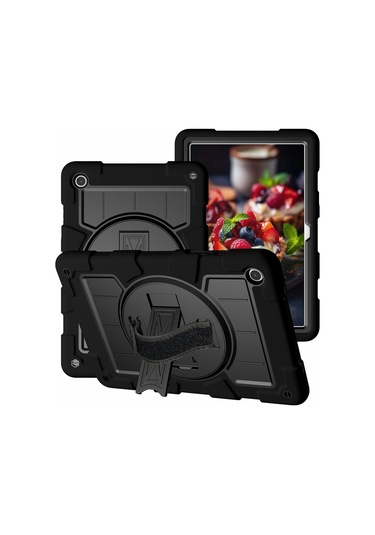 Samsung Uyumlu Galaxy Tab A9+ İçin Kickstand Kılıfı Dönen El Askısı Pc+tpu Omuz Askılı Tablet Kapağı