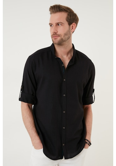 Buratti Pamuklu Regular Fit Düğmeli Yaka Erkek Gömlek Cf20S111871 Siyah