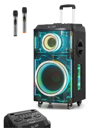 12"+1 Tweeter/equalizer Profosyonel Bluetooth Hoparlör 60000watts Speaker Çift Mikrofonlu Derin Bass