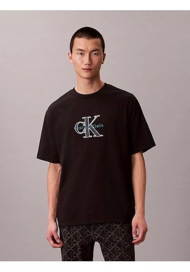 Calvin Klein Erkek T Shirt Lv04re815g Ub1 Siyah Siyah
