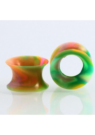 Suntek 11 Çift Esnek Silikon Alevlendi Fişler Tünel Kulak 12mm Çok Renkli