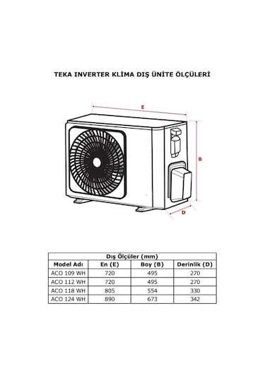 Teka ACI 112 WH - ACO 112 WH A++ 12000 BTU Duvar Tipi Klima
