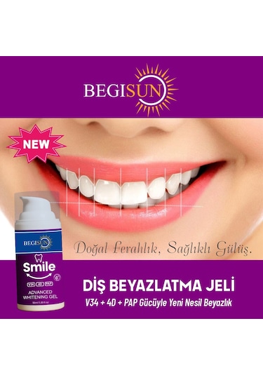 Begisun V34 Leke Karşıtı Diş Beyazlatıcı Mor Jel 50 ML