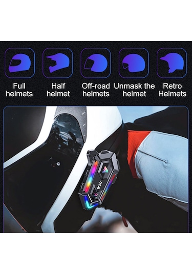 Wezone Bt5.3 Motosiklet Kulaklığı: Gürültü Azaltma, Renkli Işıklar, Ipx6 Su Geçirmez, Sesli Asistan Ve Otomatik Cevaplama