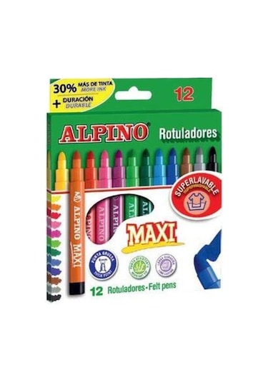 Alpino AR000006 Maxi Yıkanabilir Keçeli Boya Kalemi 12'li