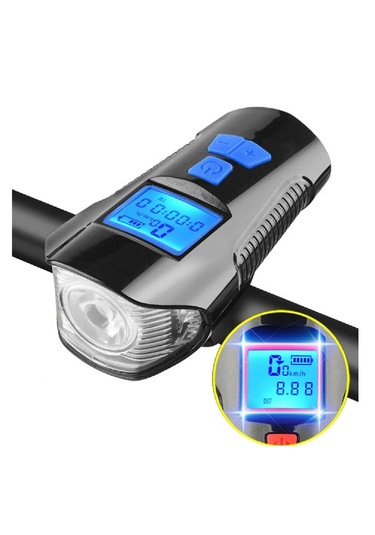 Bisiklet Lcd Hız Gösterge Şarjlı Led Işık 4 Mod Işık Korna 6 Mod
