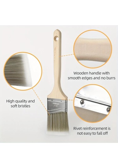 Willowhaven Gray Beyaz 3lü 2 5inç Açılı Boya Fırçası Seti