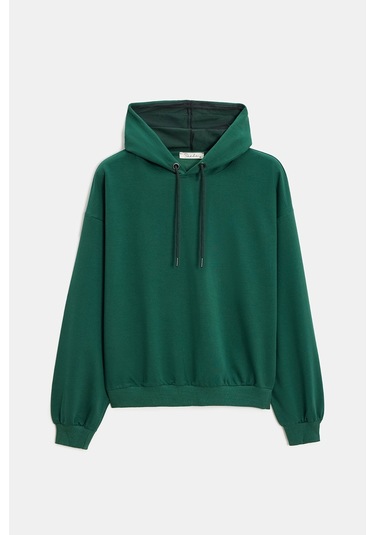 Sââde Kadın Oversize Kapüşonlu Basic Hoodie Sweatshirt Yeşil Sââde Kadın Oversize Kapüşonlu Basic Hoodie Sweatshirt Yeşil