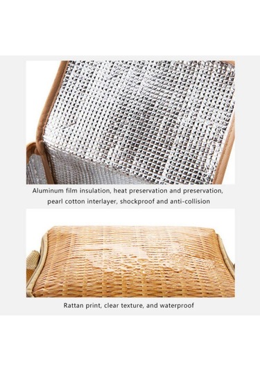 Taklit Rattan Öğle Yemeği Çantası Taşınabilir Su Geçirmez Darbeye Dayanıklı Termal Yalıtımlı Bento Kutusu Kamp Buzlukları 56775285 Çok Renkli