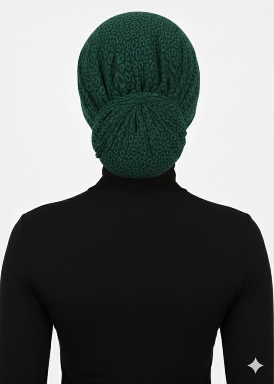 Topuzlu Brokar Hürrem Rengi Hazır Türban Tesettür Bone Hürrem