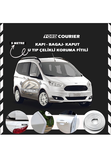 Ford Courier Oto Araç Kapı Koruma Fitili 5metre Parlak Beyaz Renk