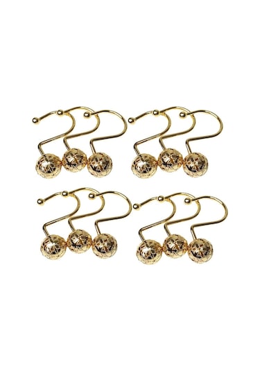 Suntek 12x Halka Banyo Aksesuarı Askı Kancası Tip 2 Duş Perdesi Kancaları Altın Çok Renkli