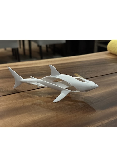 Beyaz Köpek Balığı Dekoratif Obje 13cm Beyaz Renk