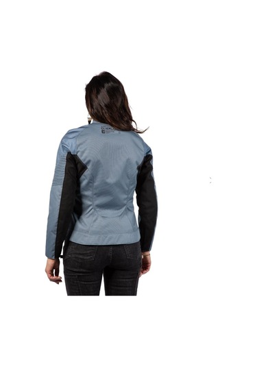 Icon Womens Overlord 3 Korumalı Kadın Motosiklet Montu Siyah Mavi