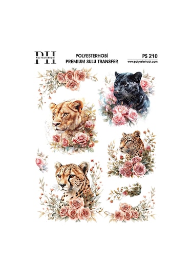 Polyesterhobi Premium Sulu Transfer 25x35 Cm Kaplan Desenli Ps 210