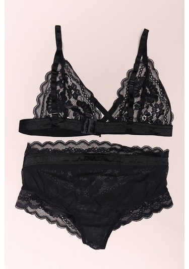 Mokashopin - Özel Tasarım Jartiyerli Sütyen Takım Siyah - 3023.1 001