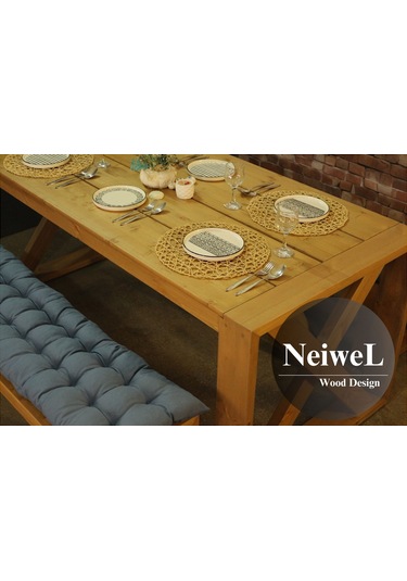 Neiwel Garden Mora Doğal Ahşap Bahçe Yemek Masası-80-140 Açık Ceviz